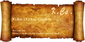 Kubritzky Csaba névjegykártya